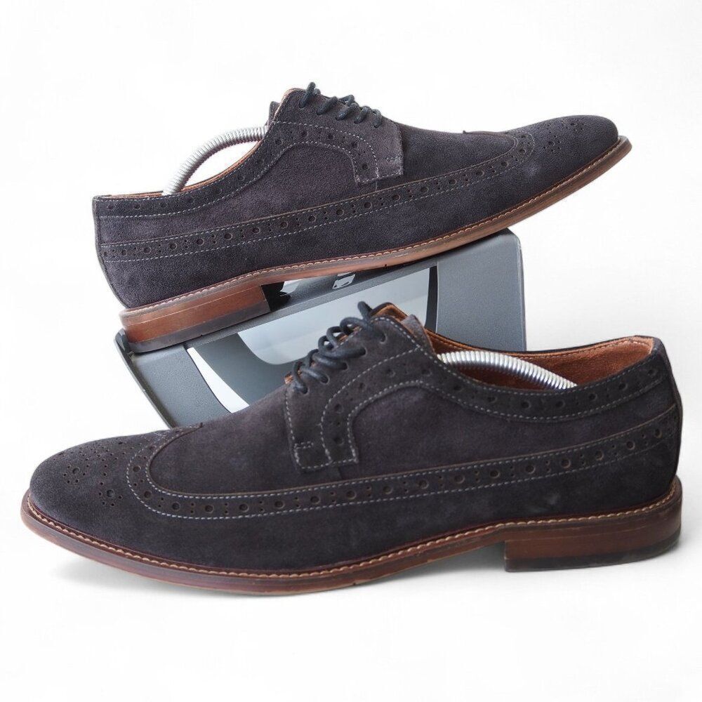 Stacy Adams Marligan Suede Wingtip Oxfords "Dark Gray" 25616-001 Men's 12M